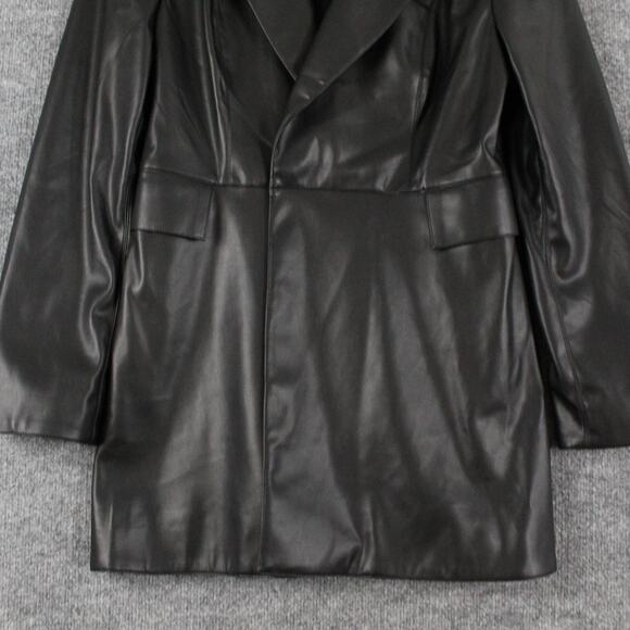 Khy x Namilia Dress Large Black Faux Leather Blazer Mini Chic Trench Night Out - Picture 7 of 14